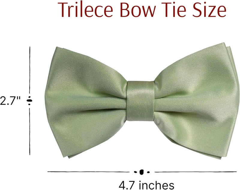 Trilece Bow Ties for Men - Mens Solid Color Formal Pre Tied Bowtie and Pocket Square Sets - Mens Bowties Bow Tie Sets - Image 3